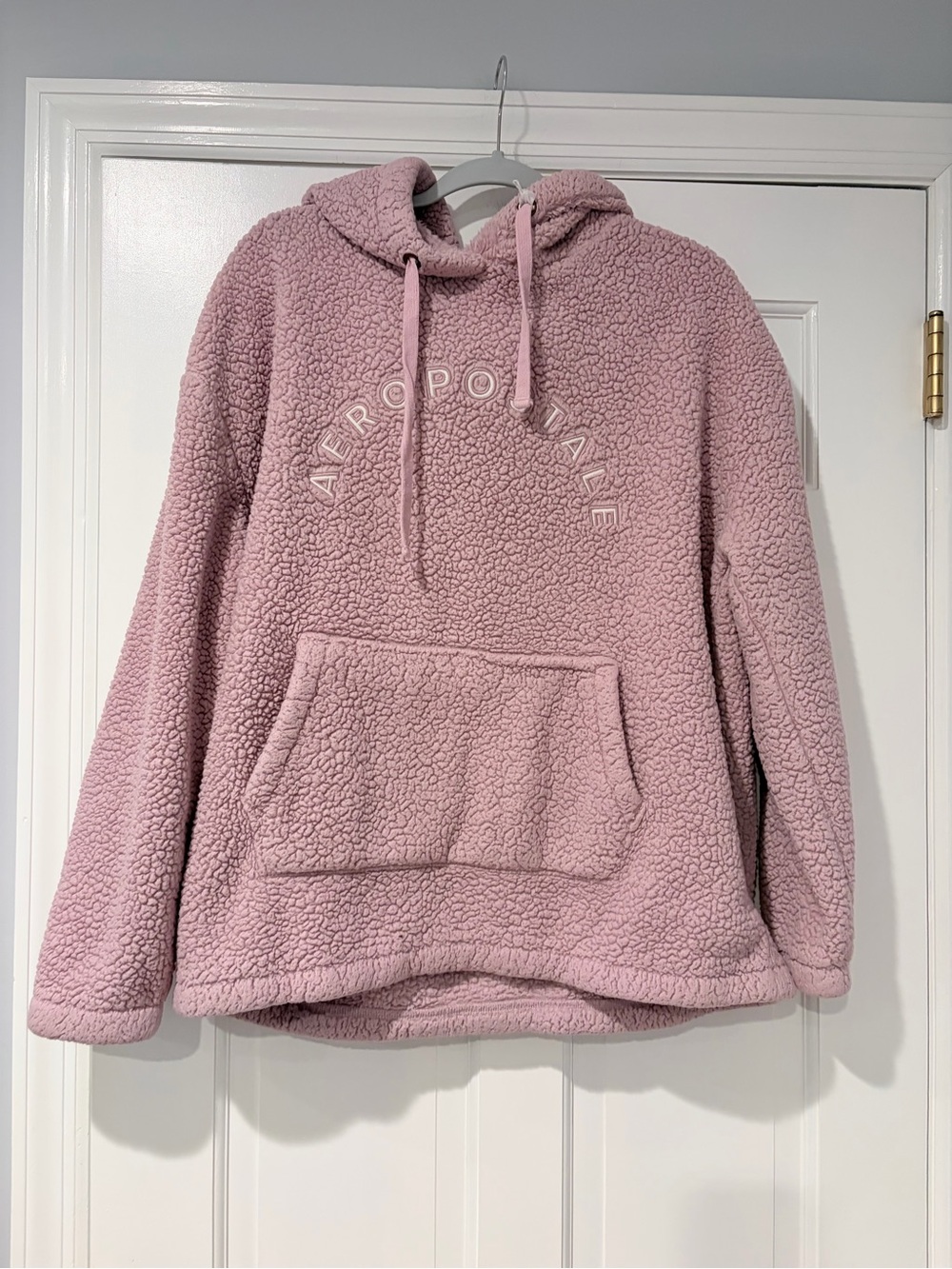 Aéropostale Sherpa Teddy Pullover Hoodie Pink XL